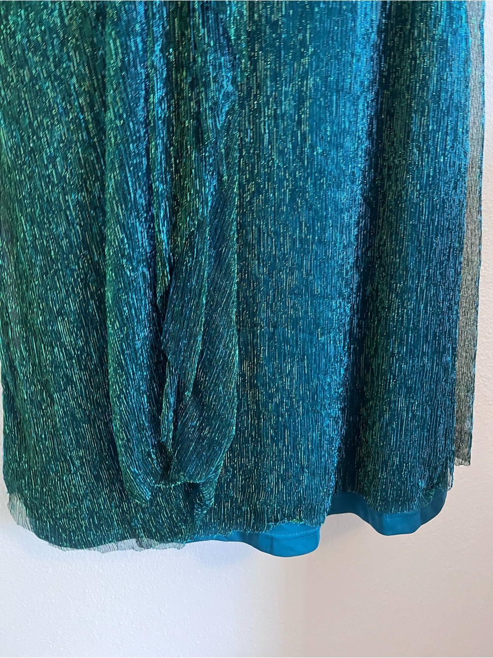 Lulus Glamorous Glitz Shiny Teal Green One-Shoulder Maxi Dress Sz Large Long - Picture 12 of 13